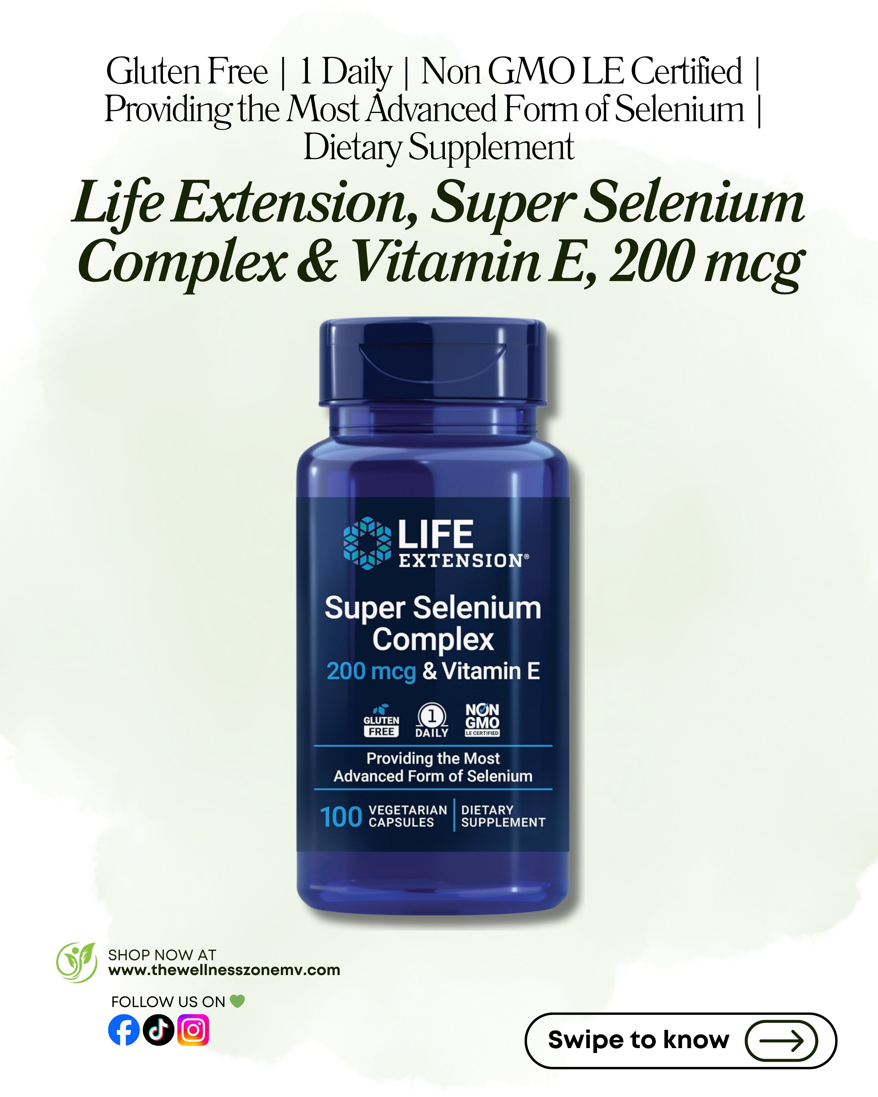 🌿 Life Extension, Super Selenium Complex & Vitamin E, 200 mcg, 100 Vegetarian Capsules