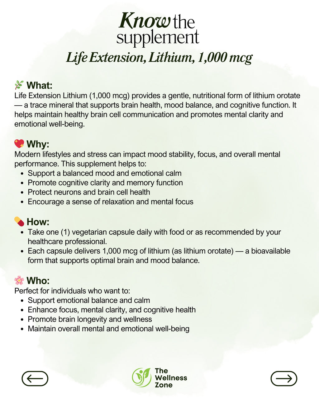 🌿 Life Extension, Lithium, 1,000 mcg, 100 Vegetarian Capsules