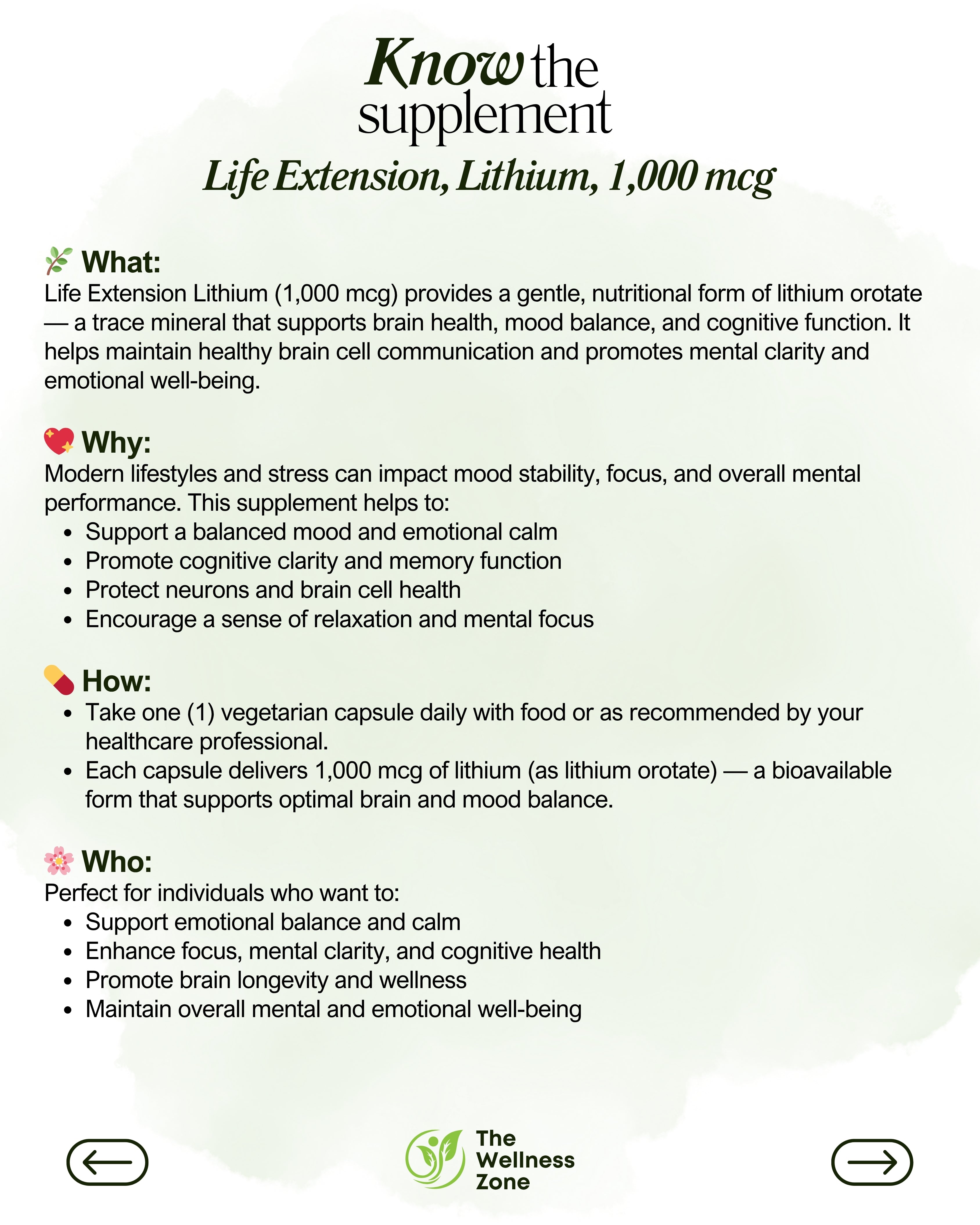 🌿 Life Extension, Lithium, 1,000 mcg, 100 Vegetarian Capsules