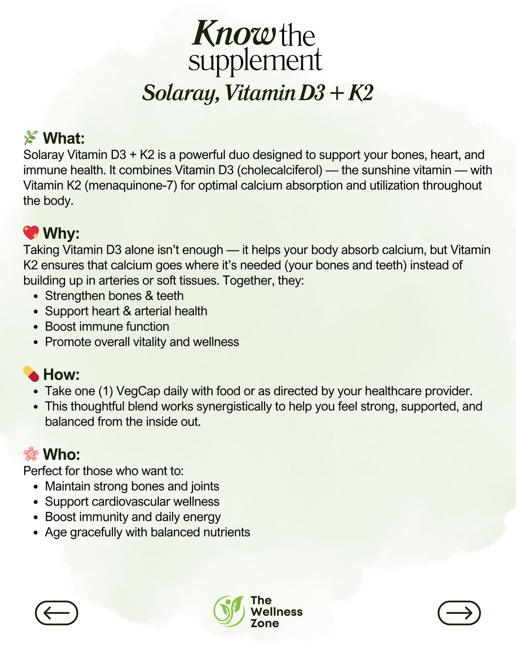 🌿 Solaray, Vitamin D3 + K2, 60 VegCaps