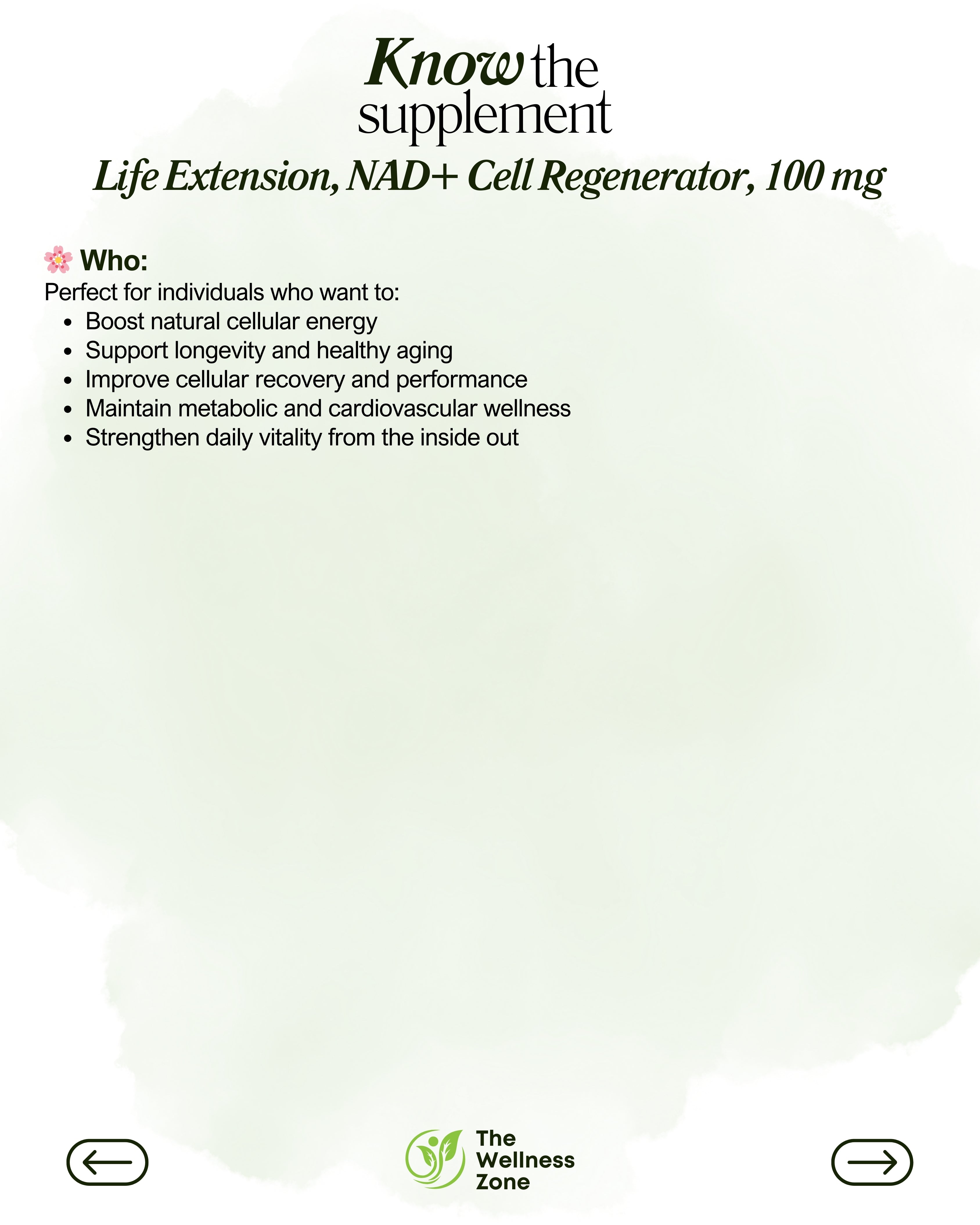 🌿 Life Extension, NAD+ Cell Regenerator, 100 mg, 30 Vegetarian Capsules