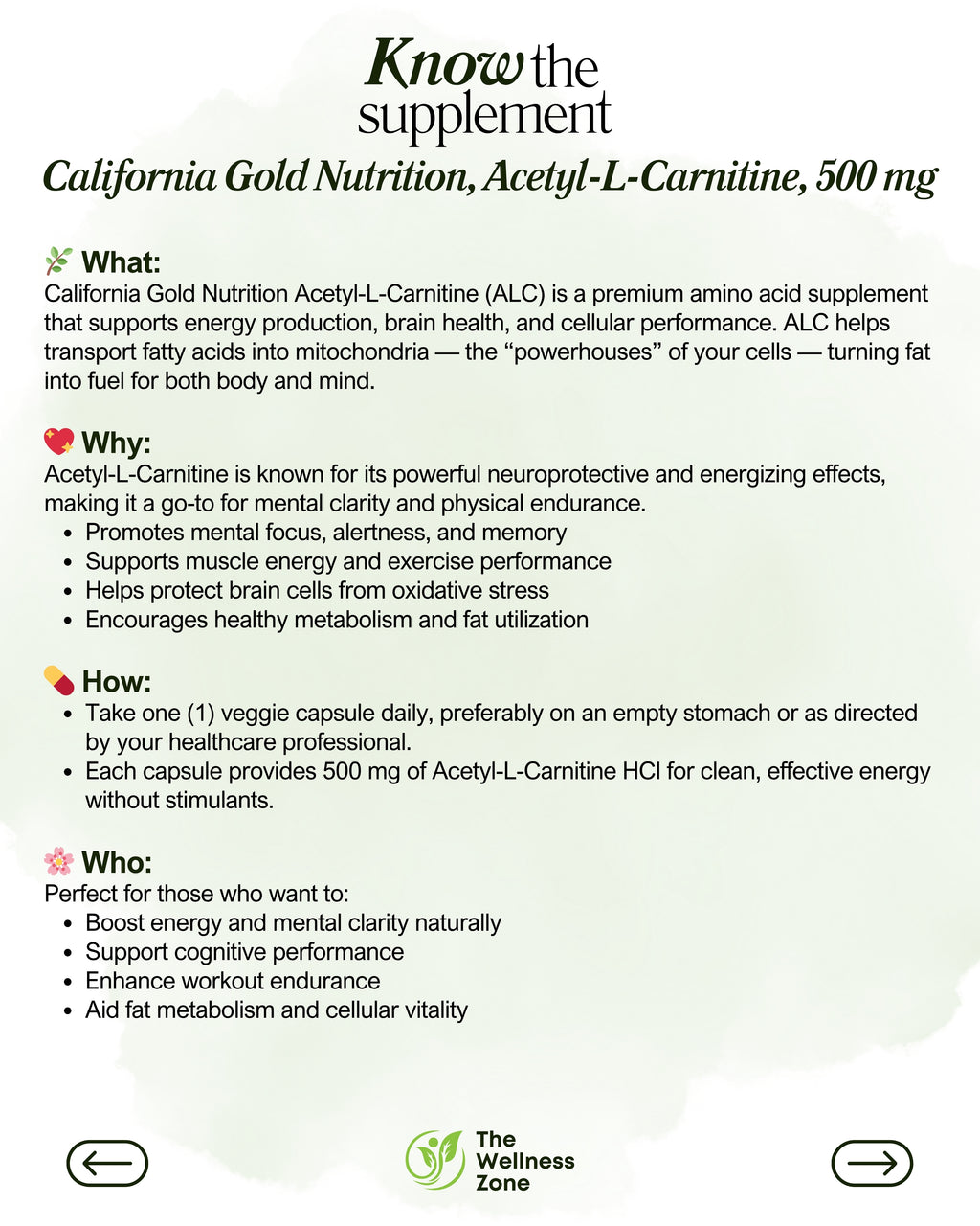 California Gold Nutrition, Acetyl-L-Carnitine, 500 mg, 60 Veggie Capsules