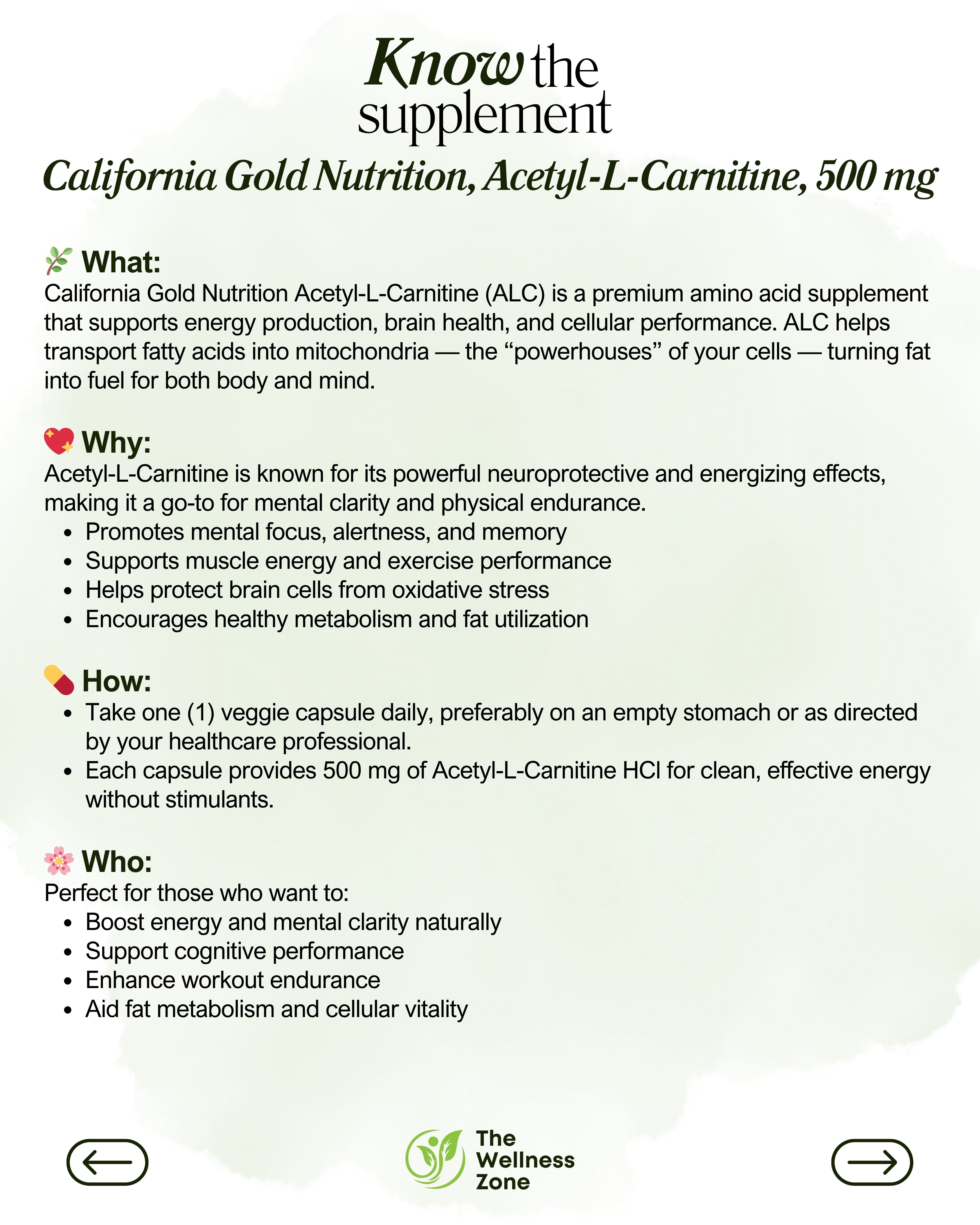 California Gold Nutrition, Acetyl-L-Carnitine, 500 mg, 60 Veggie Capsules