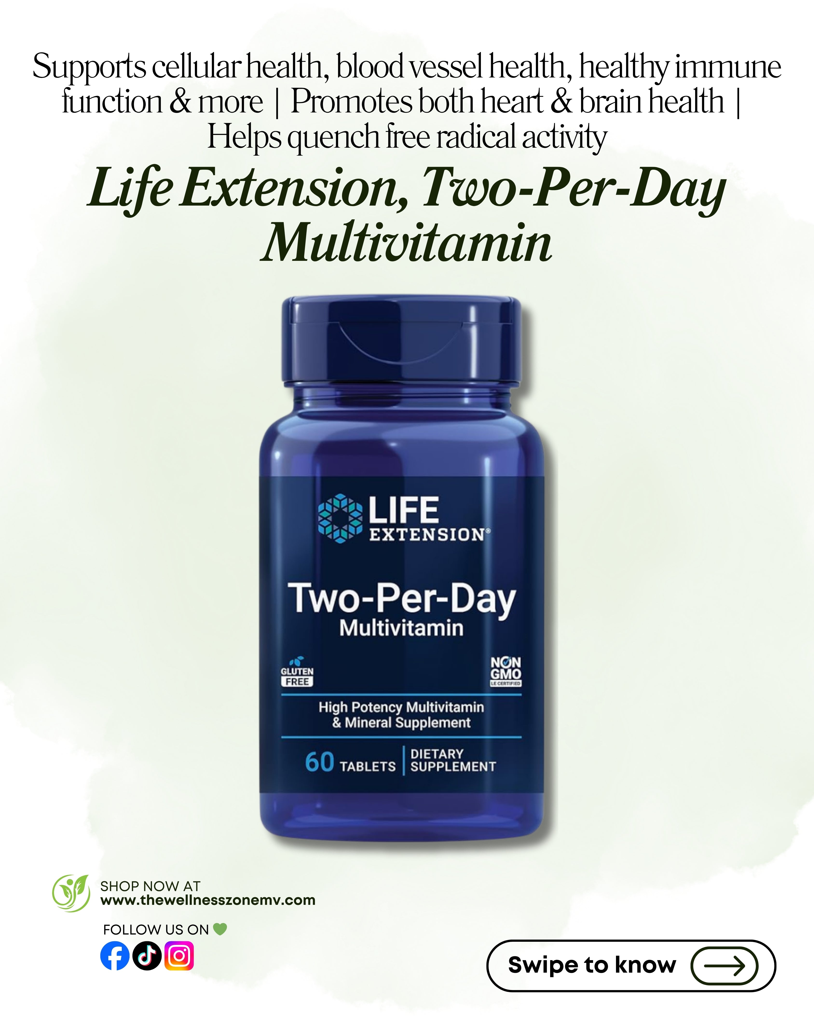 🌿 Life Extension, Two-Per-Day Multivitamin, 60 Tablets