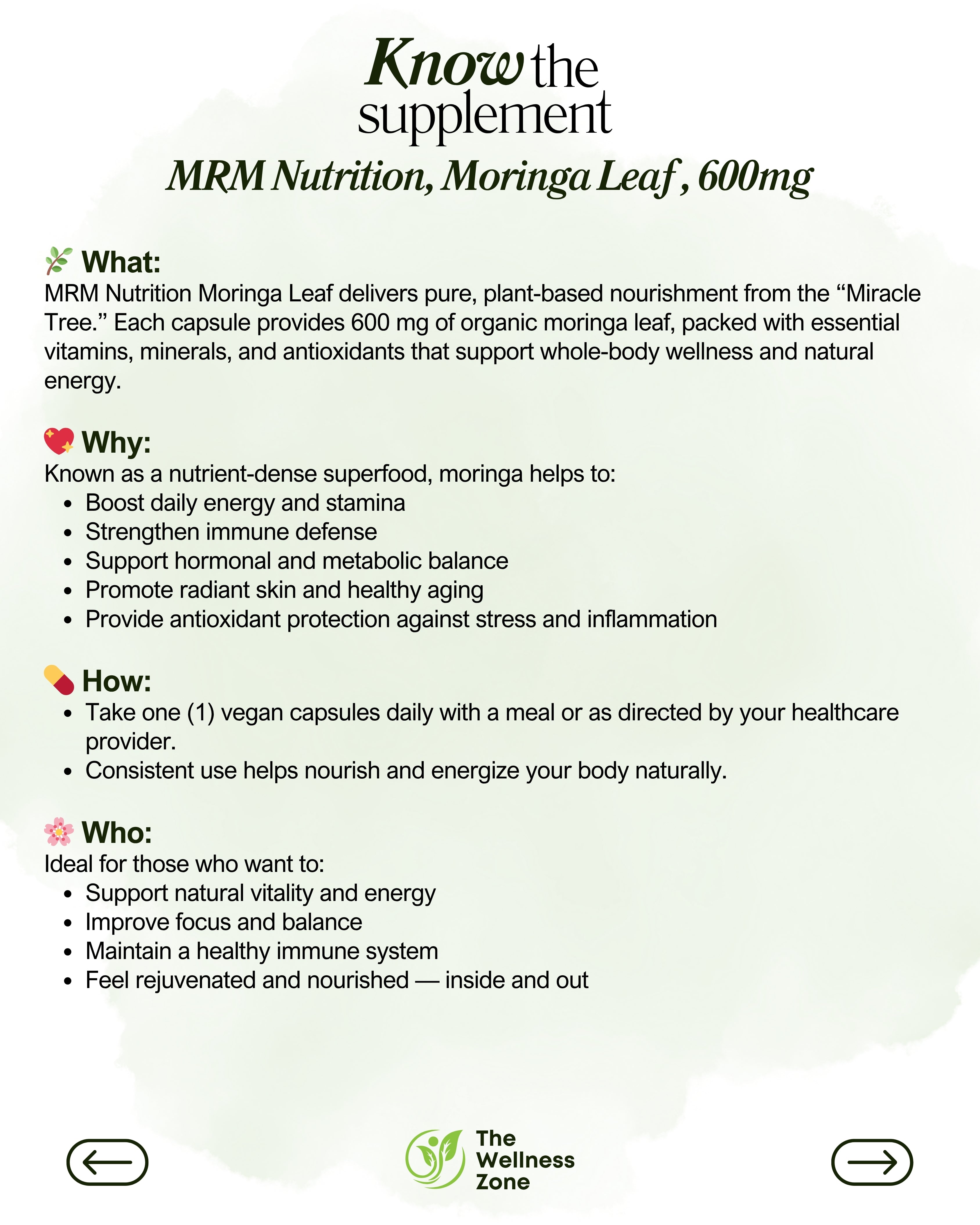 🌿 MRM Nutrition, Moringa Leaf, 60 Vegan Capsules (600 mg per Capsule)