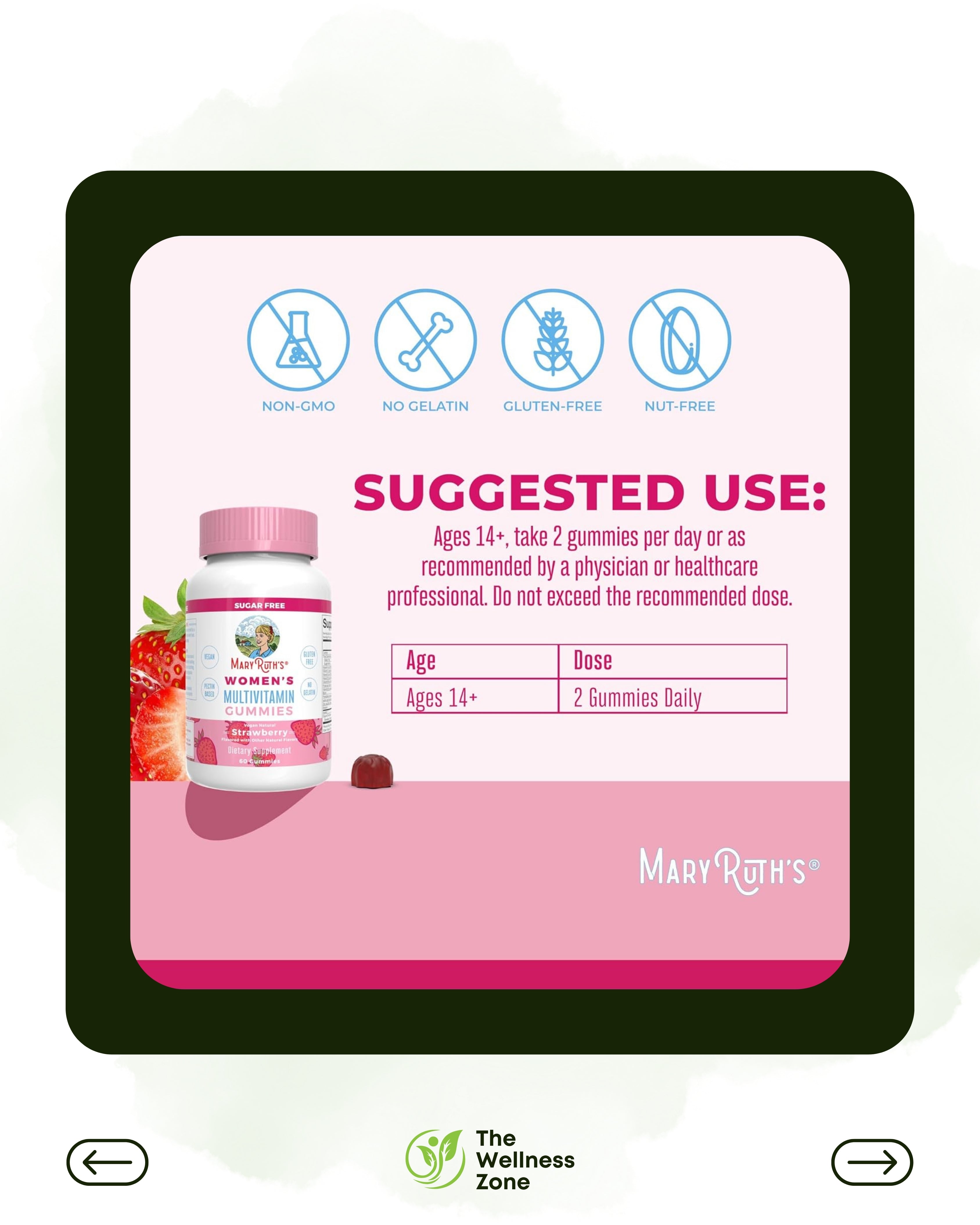 🌿 MaryRuth's, Women's Multivitamin Gummies, Strawberry , 60 Gummies