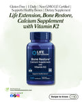 🌿 Life Extension, Bone Restore, Calcium Supplement with Vitamin K2, 120 Capsules