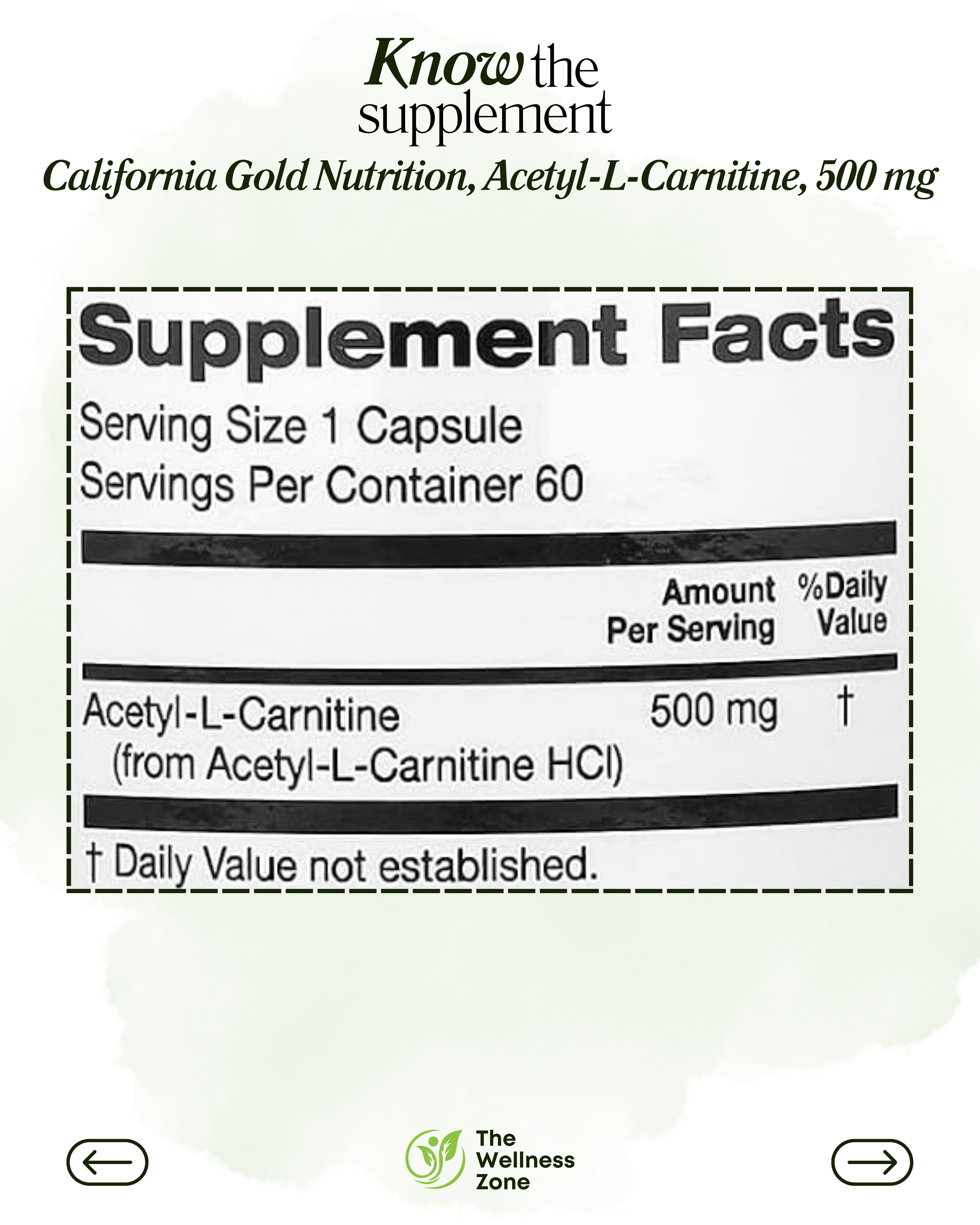 California Gold Nutrition, Acetyl-L-Carnitine, 500 mg, 60 Veggie Capsules