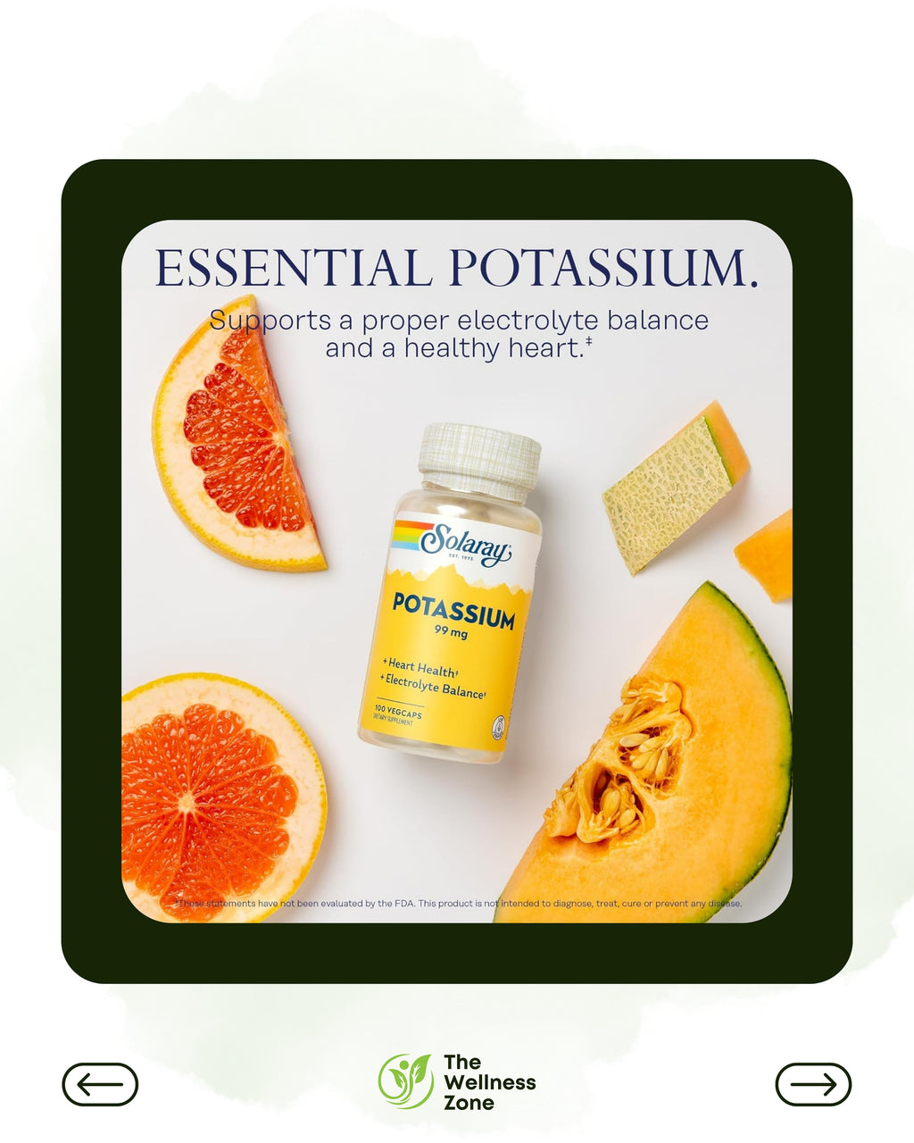🌿 Solaray, Potassium, 99 mg, 100 VegCaps