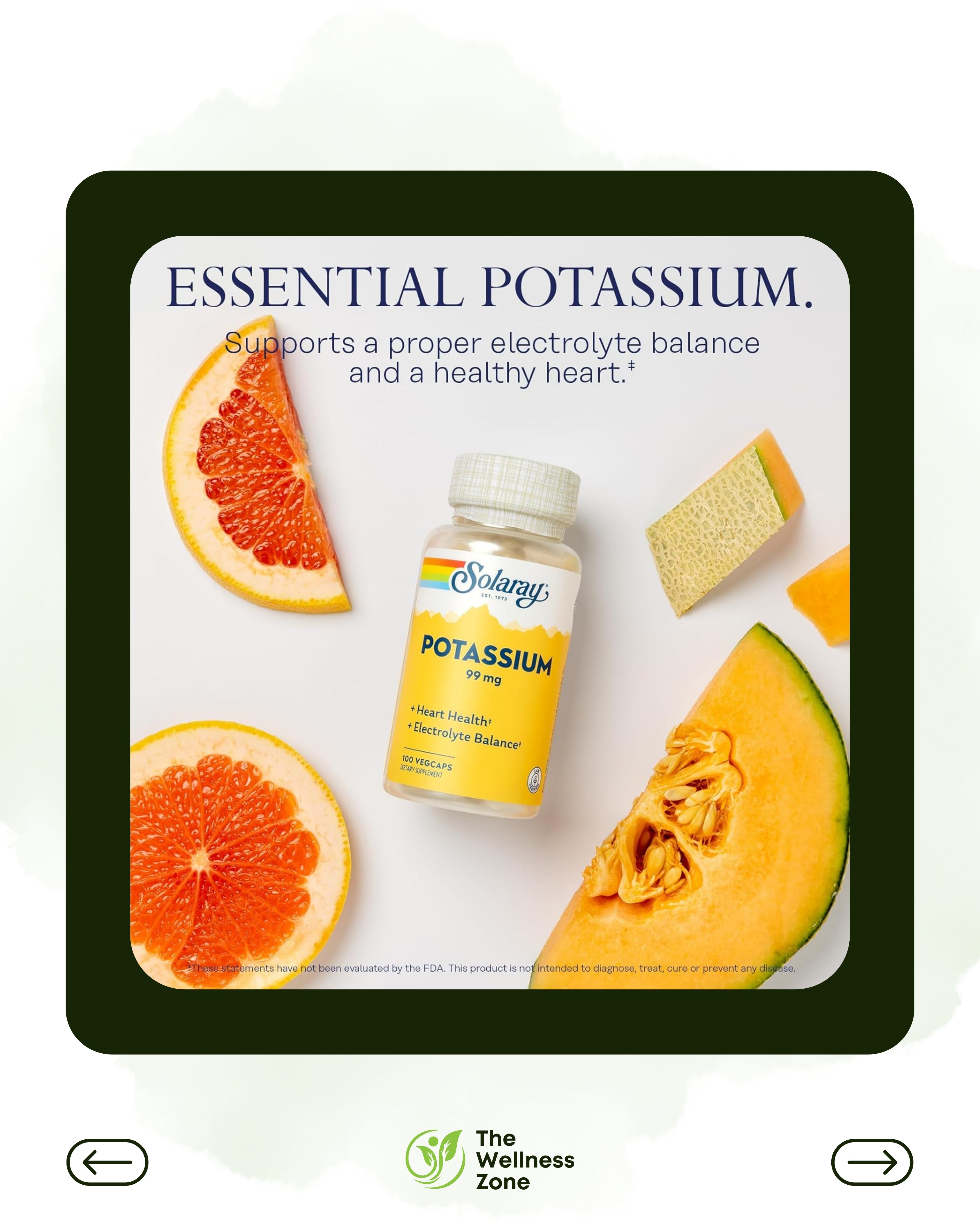 🌿 Solaray, Potassium, 99 mg, 100 VegCaps