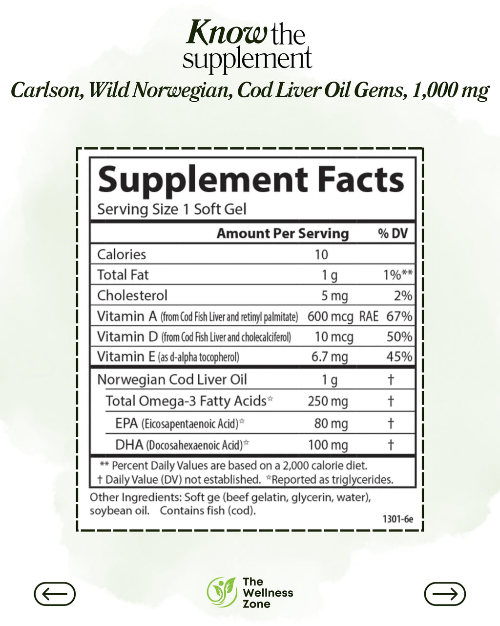 🌿 Carlson, Wild Norwegian, Cod Liver Oil Gems, 1,000 mg, 100 Soft Gels