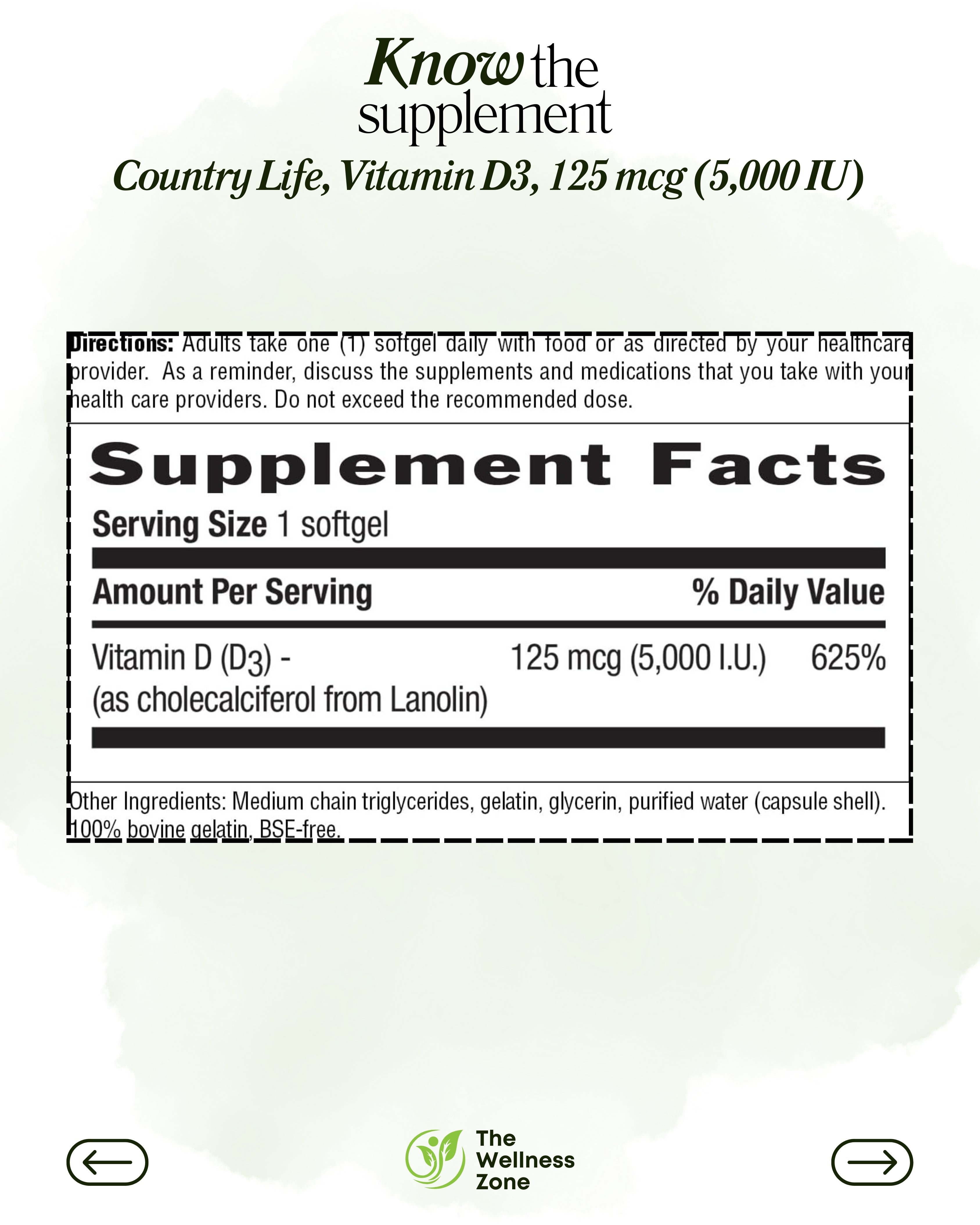 🌿 Country Life, Vitamin D3, 125 mcg (5,000 IU), 60 Softgels