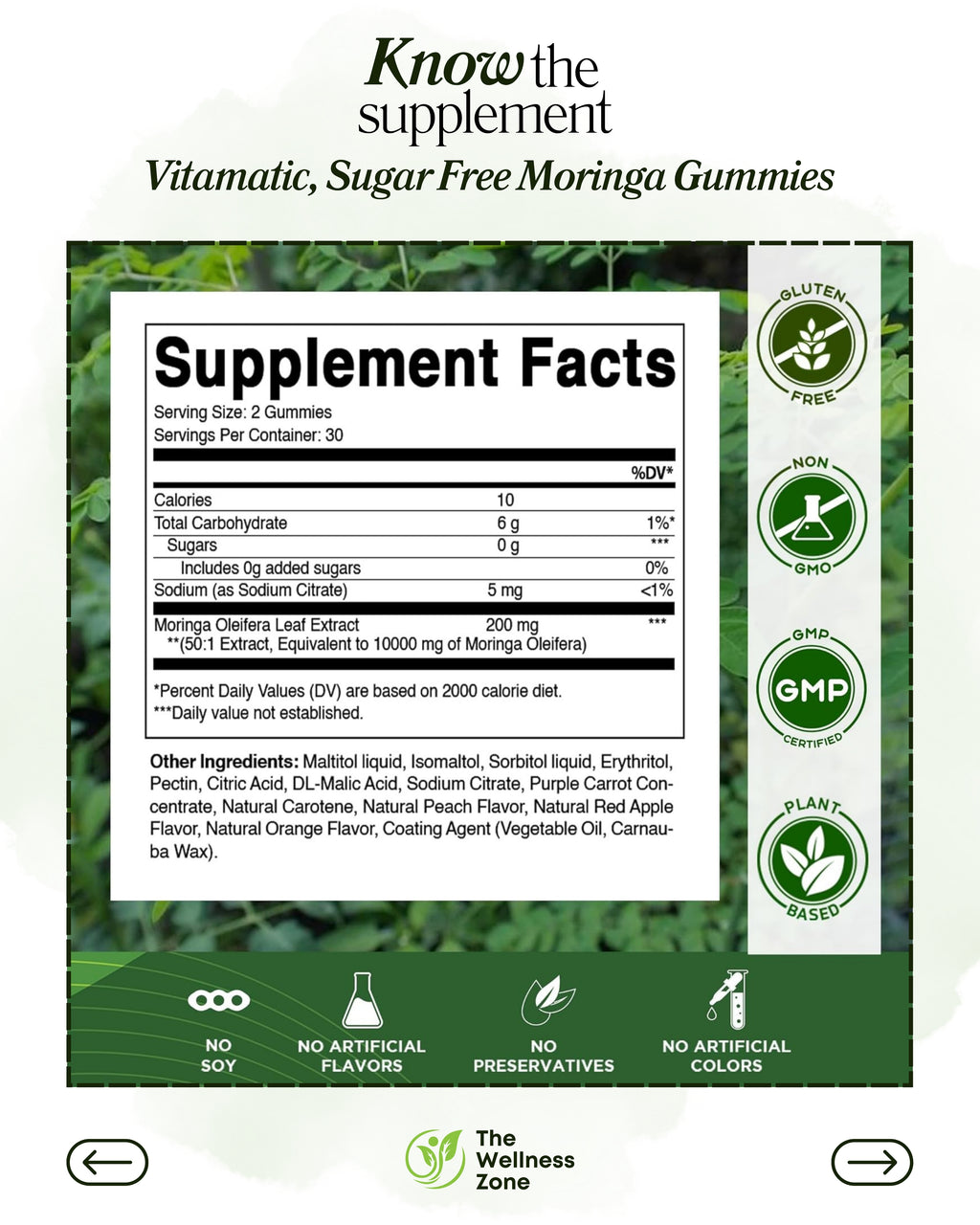🌿 Vitamatic, Sugar Free Moringa Gummies, 60 Gummies (5,000 mg per Gummy)