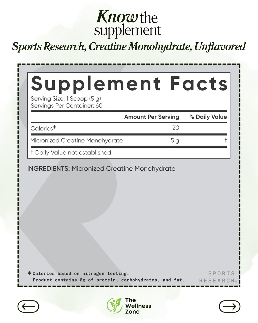 🌿 Sports Research, Creatine Monohydrate, Unflavored, 10.58 oz (300 g) 60 Servings