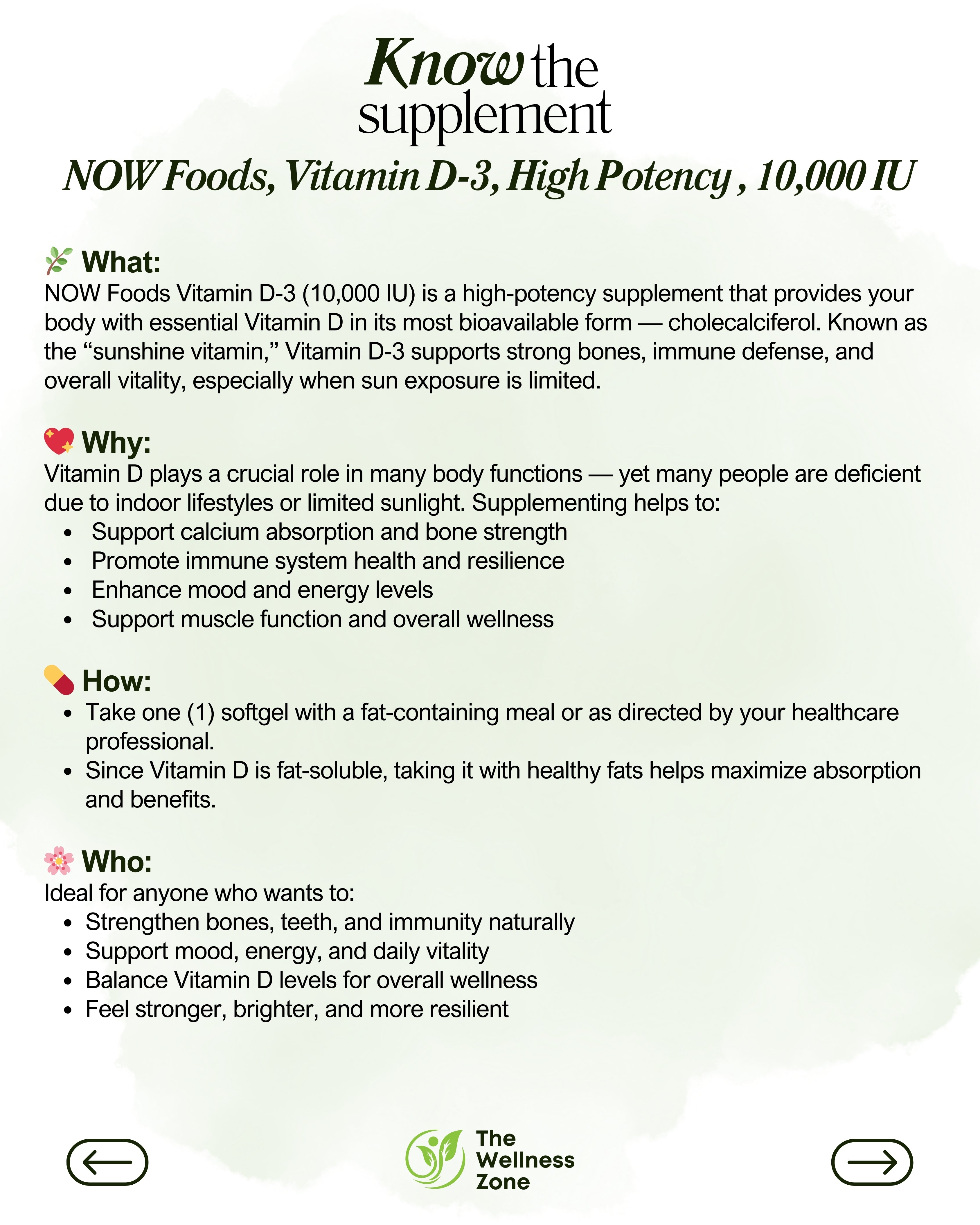 NOW Foods, Vitamin D-3, High Potency , 10,000 IU, 120 Softgels