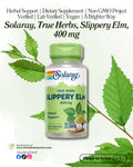 🌿 Solaray, True Herbs, Slippery Elm, 400 mg, 100 VegCaps