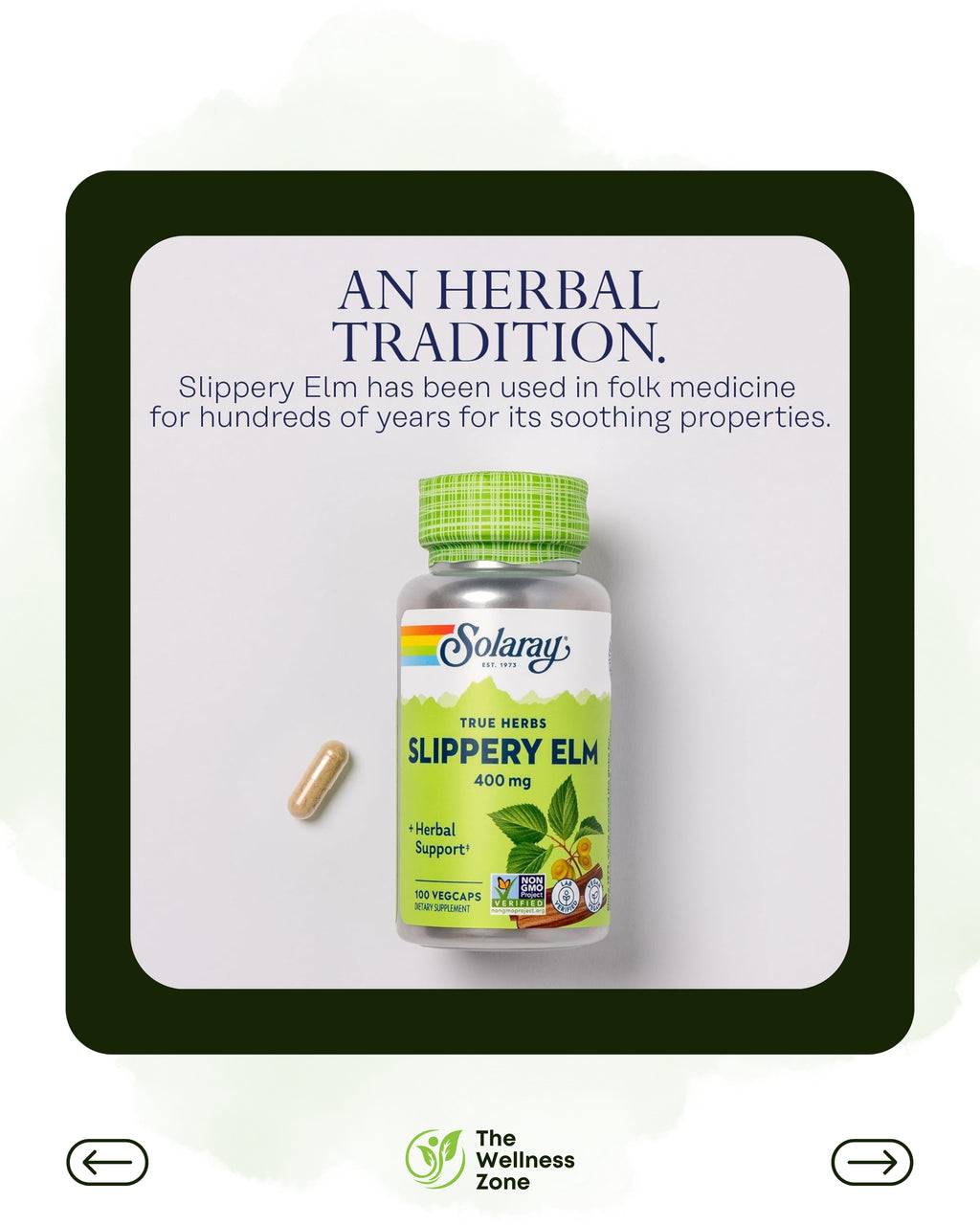 🌿 Solaray, True Herbs, Slippery Elm, 400 mg, 100 VegCaps