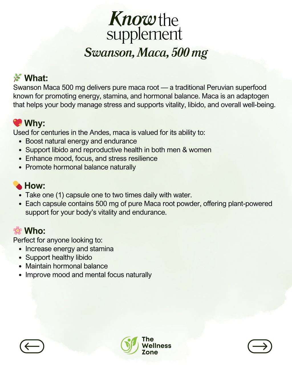 🌿 Swanson, Maca, 500 mg, 60 Capsules