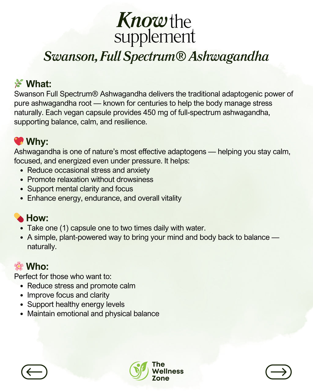 🌿 Swanson, Full Spectrum® Ashwagandha, 100 Vegan Capsules (450 mg per Capsule)