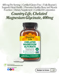 🌿 Country Life, Chelated Magnesium Glycinate, 400 mg, 90 Tablets