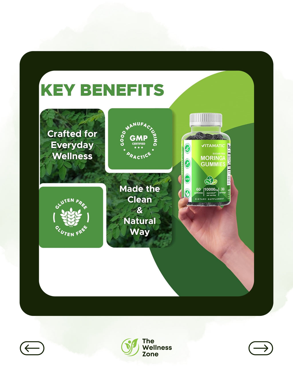 🌿 Vitamatic, Sugar Free Moringa Gummies, 60 Gummies (5,000 mg per Gummy)