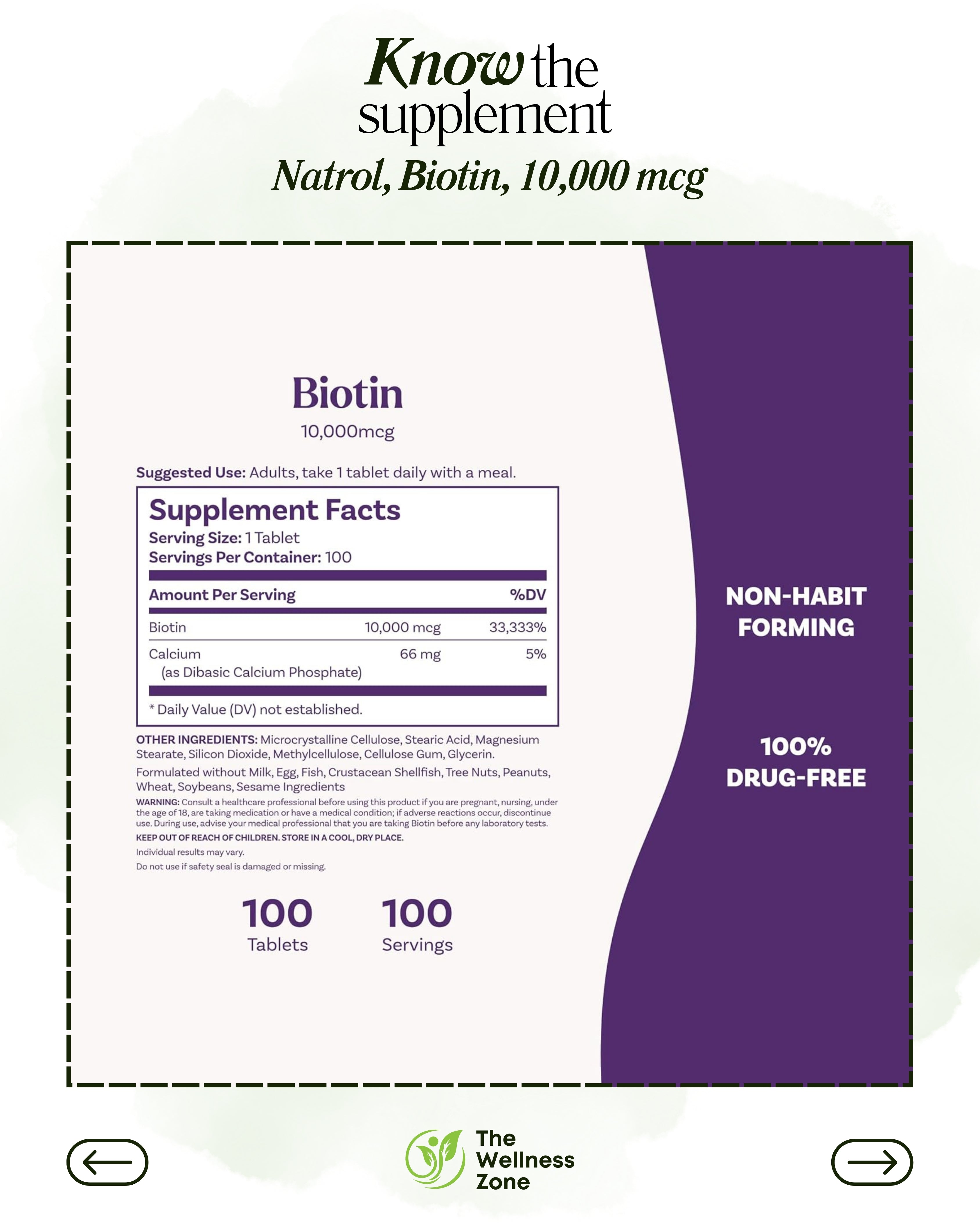 🌿 Natrol, Biotin, 100 Tablets