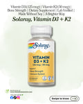 🌿 Solaray, Vitamin D3 + K2, 60 VegCaps
