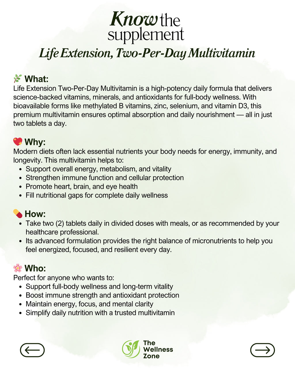 🌿 Life Extension, Two-Per-Day Multivitamin, 60 Tablets