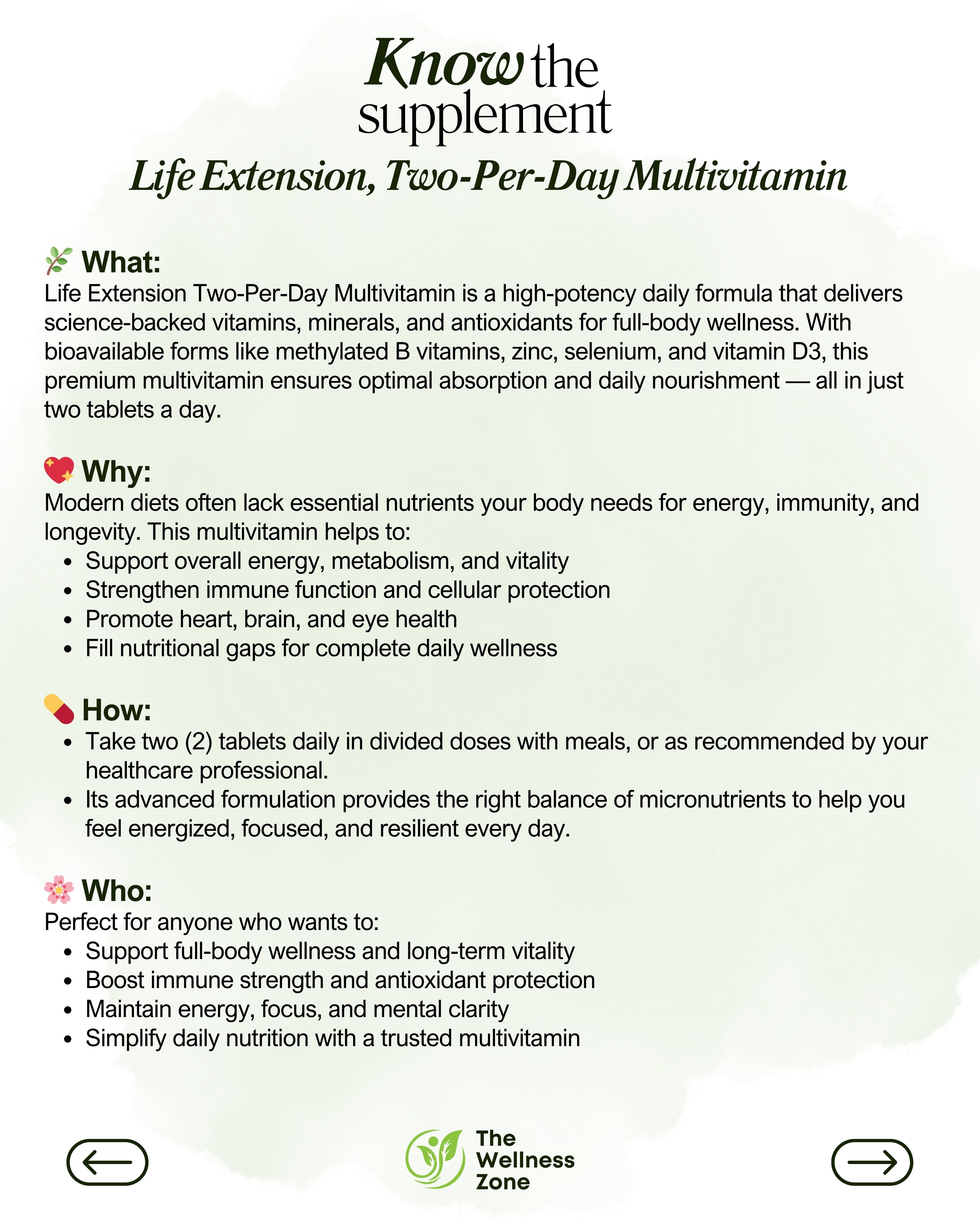 🌿 Life Extension, Two-Per-Day Multivitamin, 60 Tablets