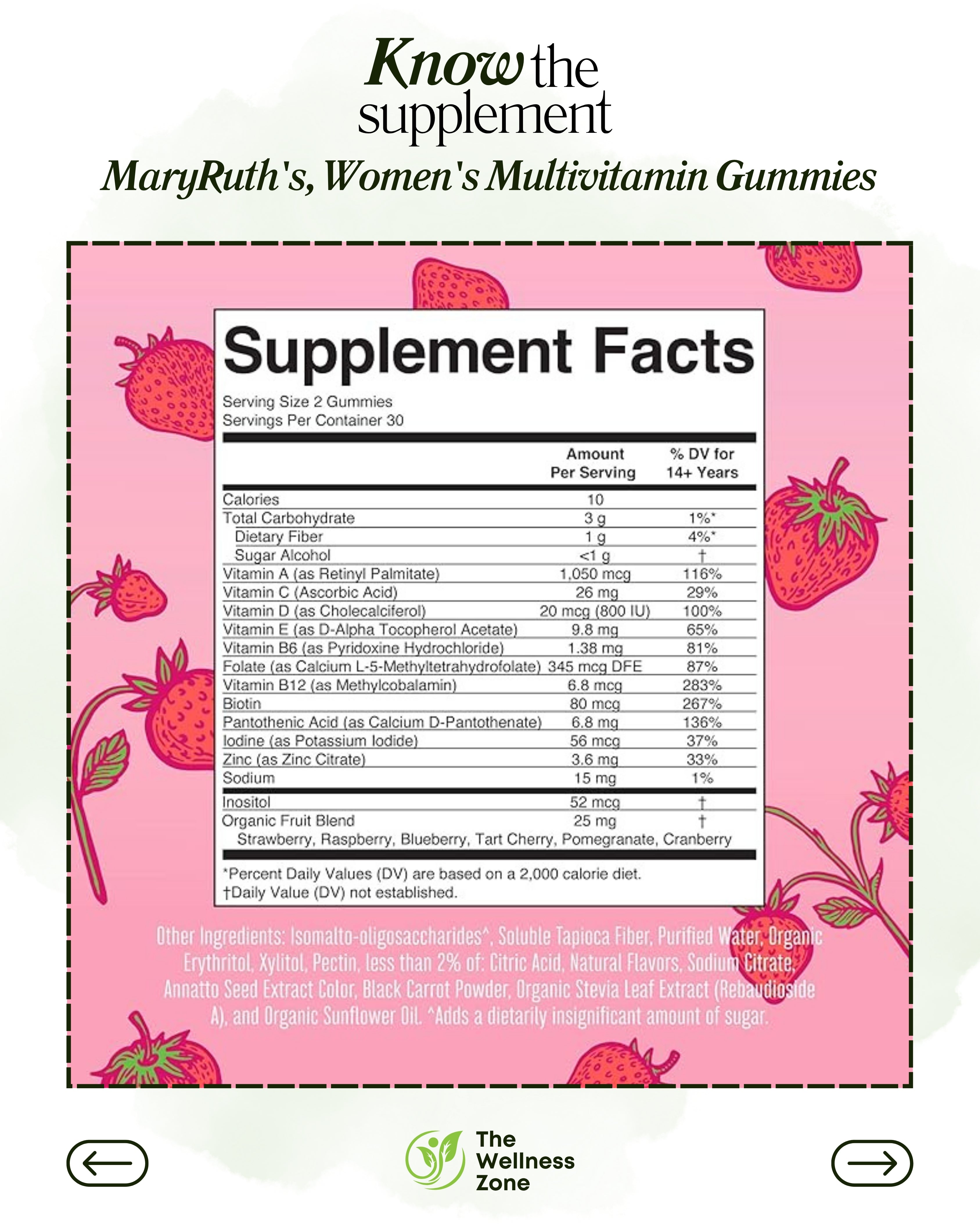 🌿 MaryRuth's, Women's Multivitamin Gummies, Strawberry , 60 Gummies
