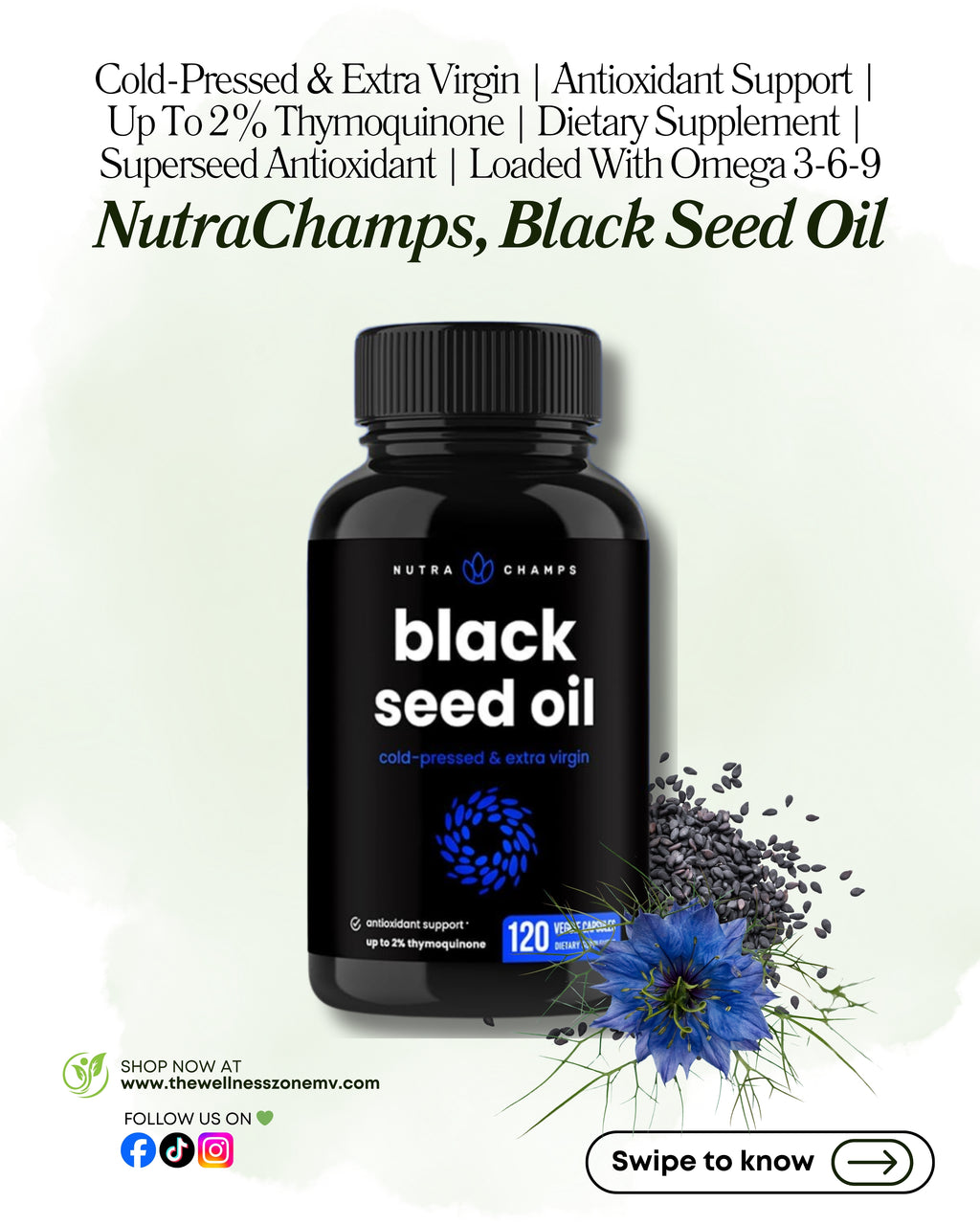 🌿 NutraChamps, Black Seed Oil, 120 Vegan Capsules