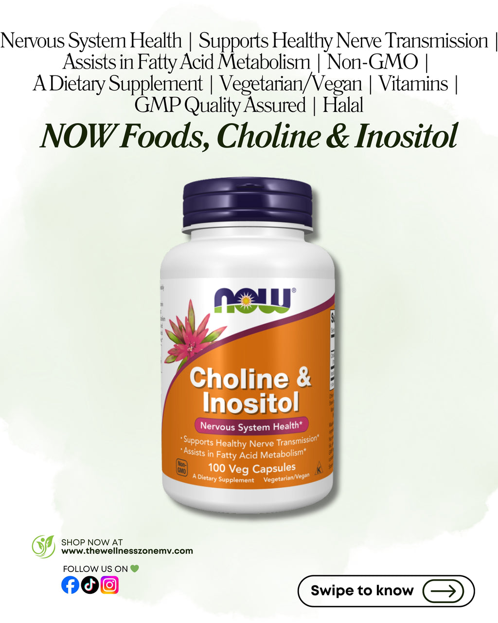 🌿 NOW Foods, Choline & Inositol, 100 Veg Capsules