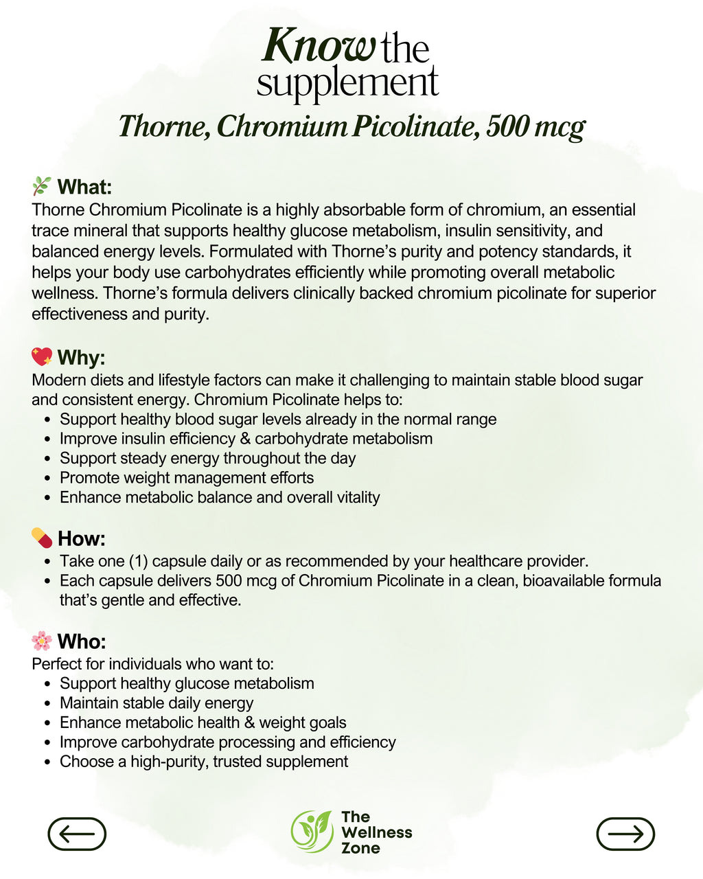 🌿 Thorne, Chromium Picolinate, 500 mcg, 60 Capsules
