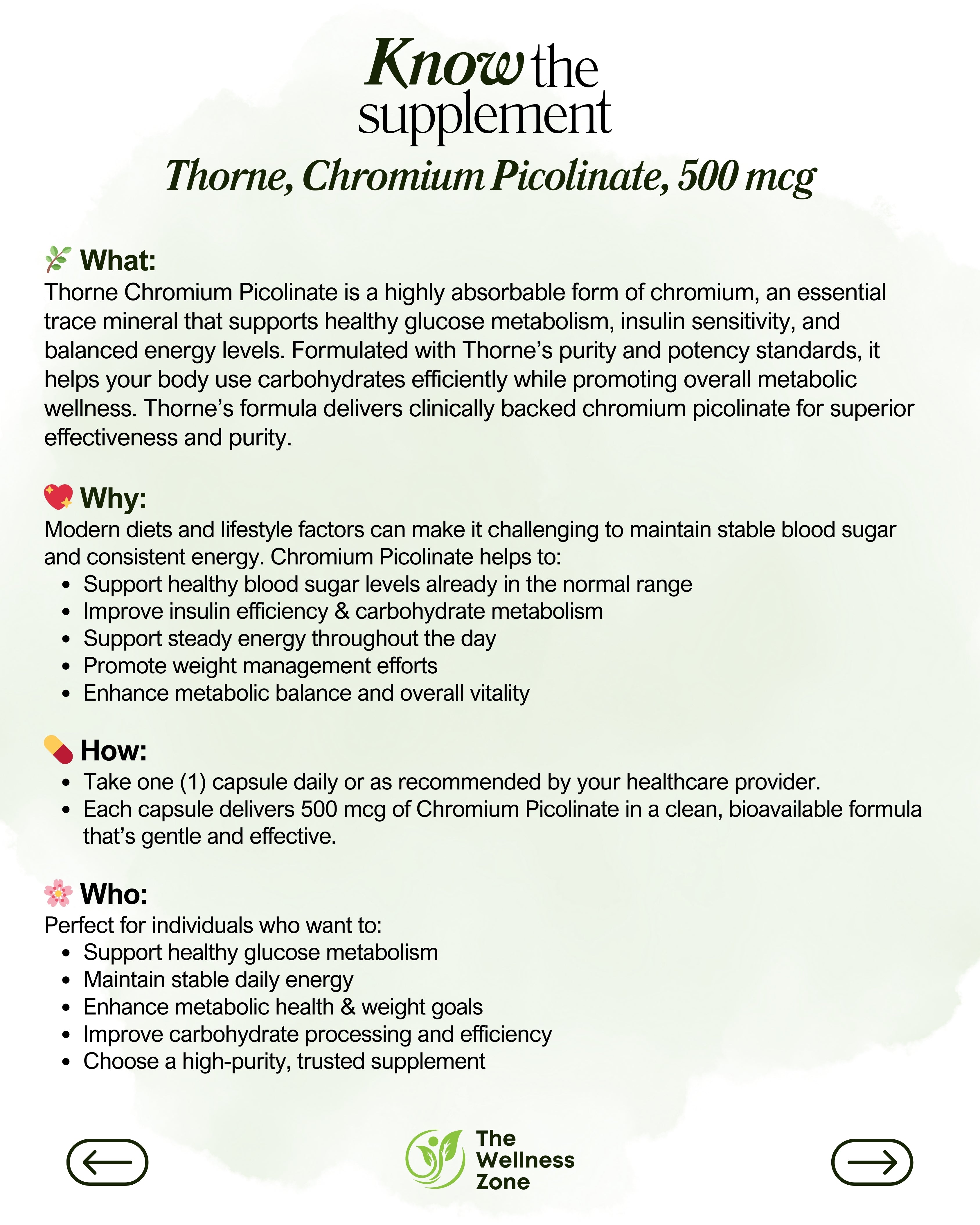 🌿 Thorne, Chromium Picolinate, 500 mcg, 60 Capsules