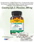 🌿 Country Life, L-Theanine, 200 mg, 60 Vegan Capsules