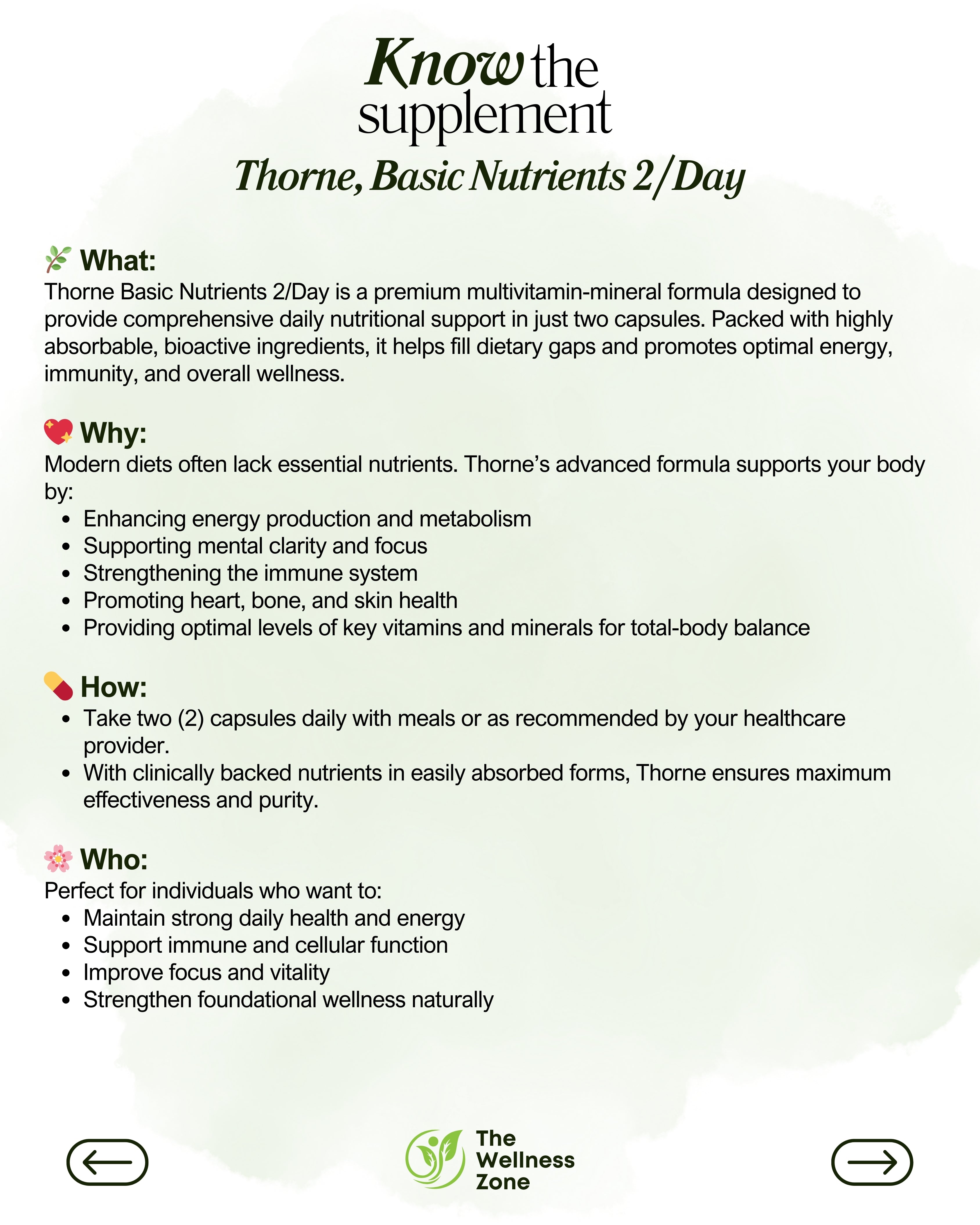 🌿 Thorne, Basic Nutrients 2/Day, 60 Capsules