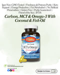 🌿 Carlson, MCT & Omega-3 With Coconut & Fish Oil, 60 Soft Gels