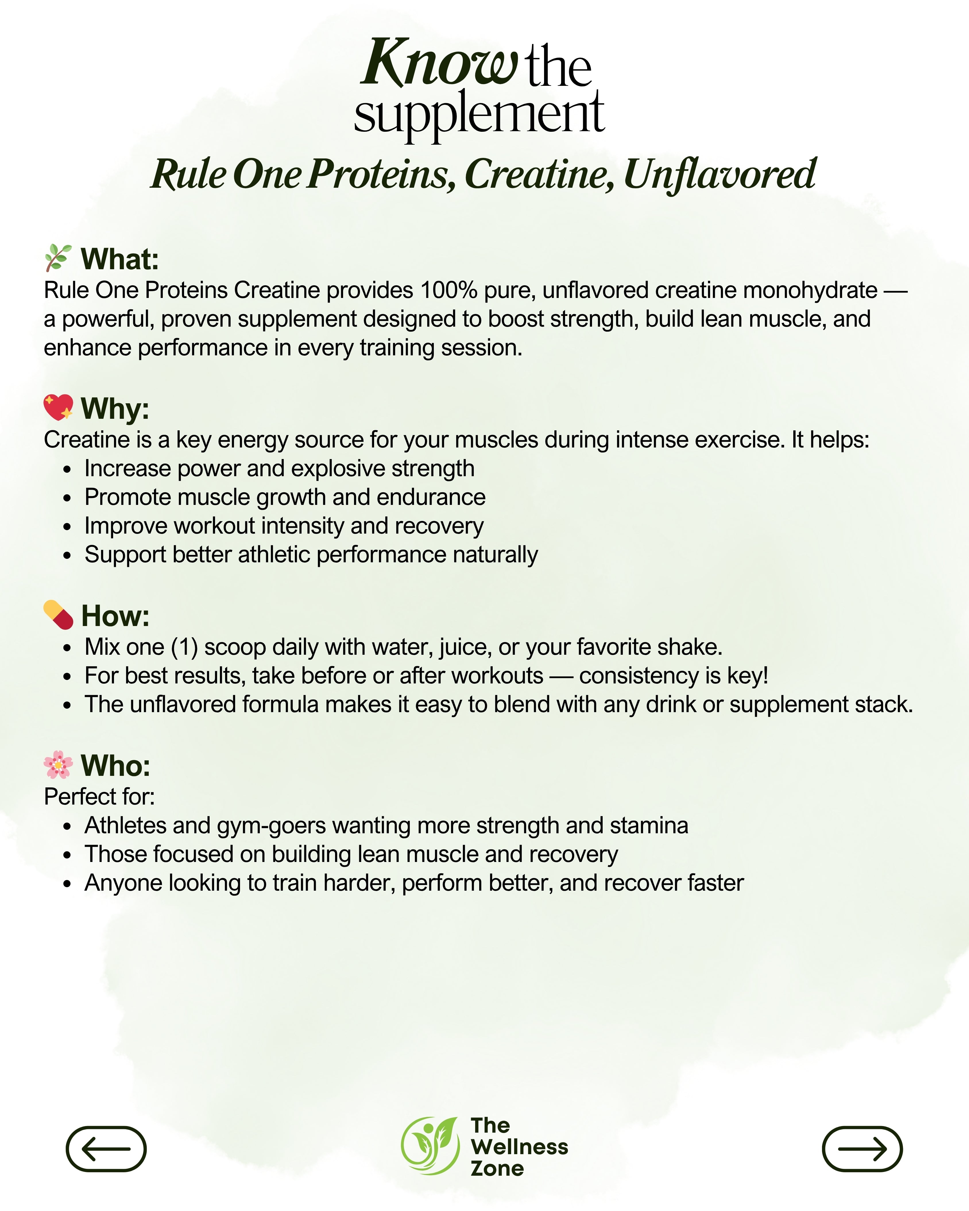 🌿 Rule One Proteins, Creatine, Unflavored, 5.5 oz (156 g)30 Servings