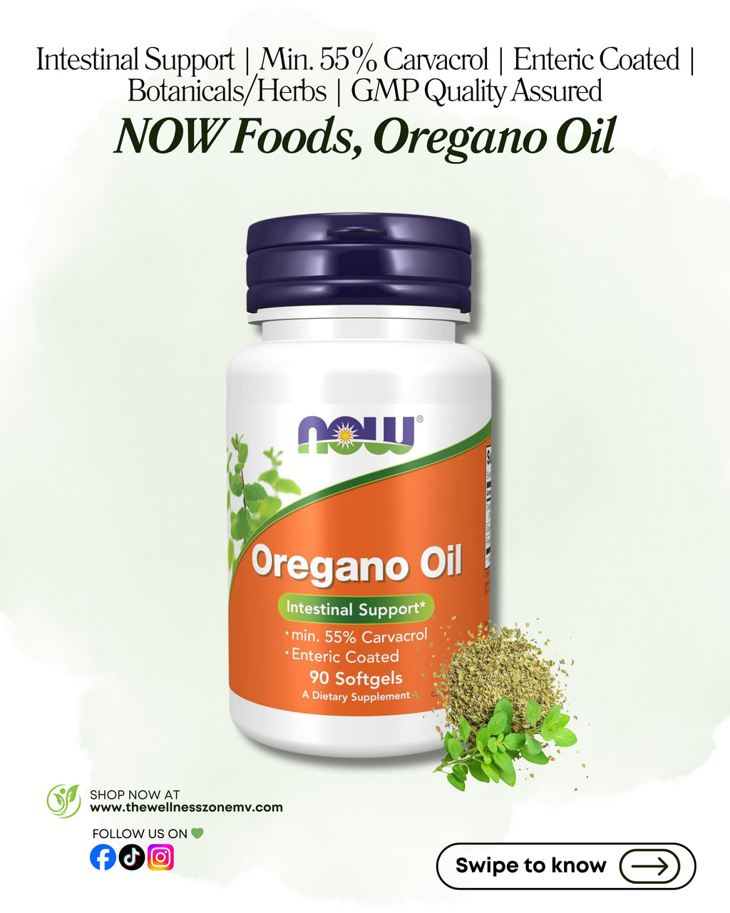 🌿 NOW Foods, Oregano Oil, 90 Softgels