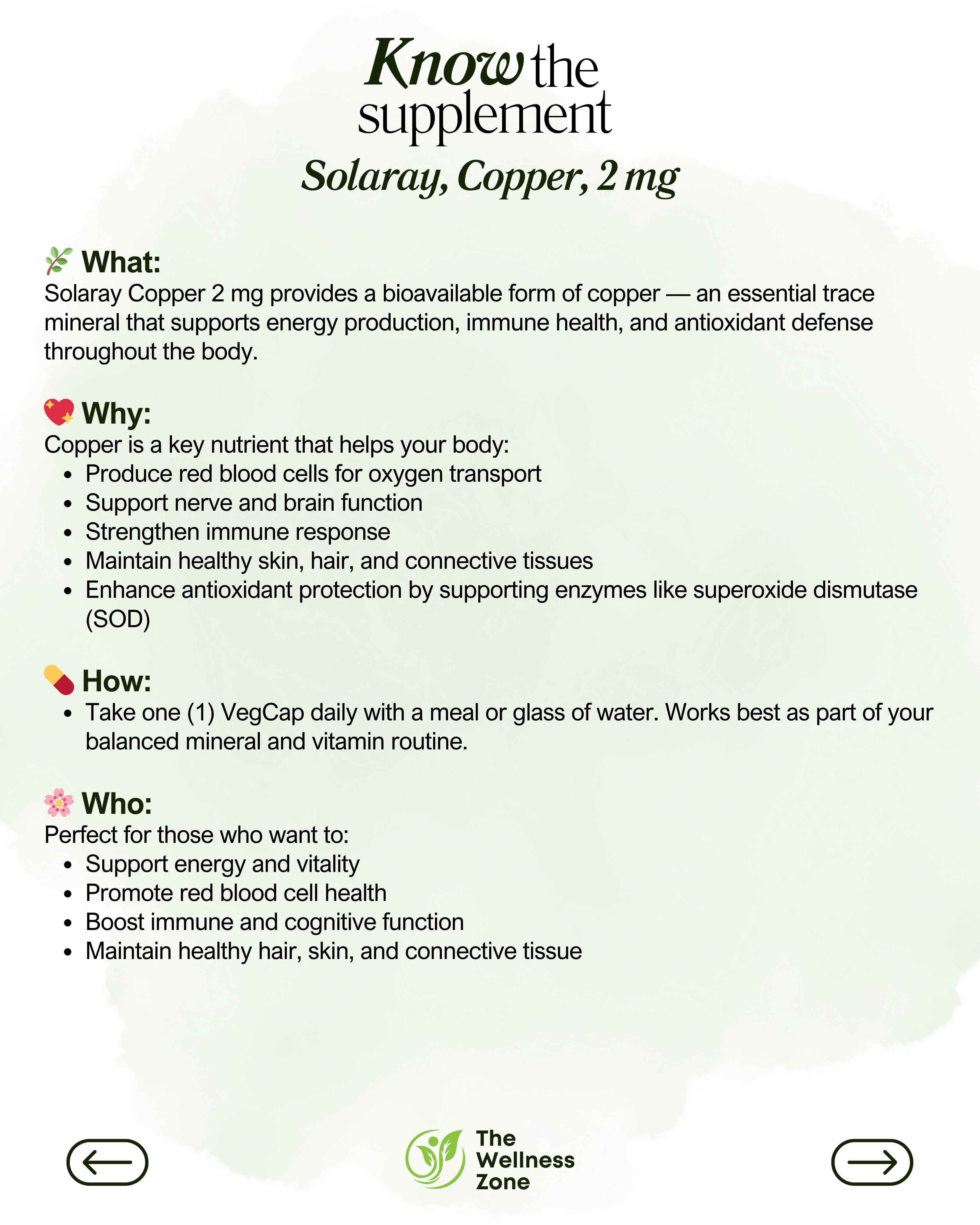 🌿 Solaray, Copper, 2 mg, 100 VegCaps